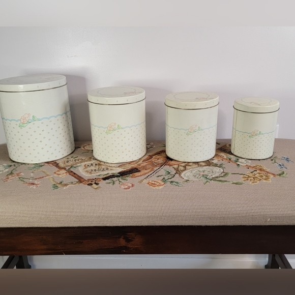 4 Piece Vintage Tin Can Canister Set - Picture 3 of 5